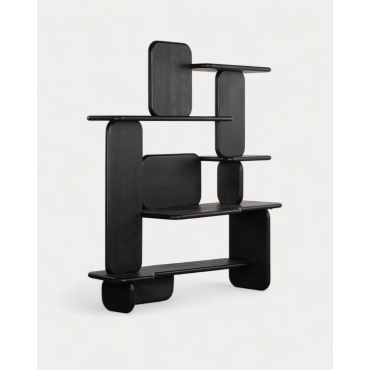 Bibliothèque avec Bureau en Bois de Pin et Bois d'Orme (175x60 cm) Kuroen Bois Noir - The Masie