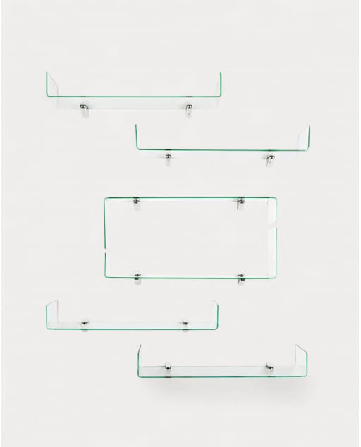 Ensemble d'Étagères Murales en Verre Curvé Iris - Verre transparent