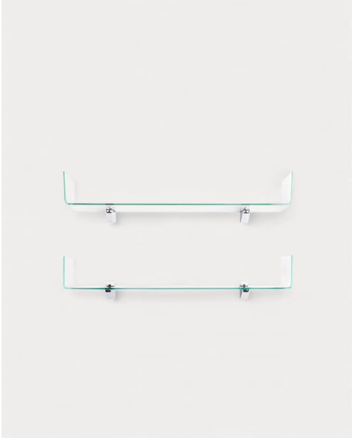 Ensemble de 2 Étagères Murales en Verre Curvé Iris - Verre transparent