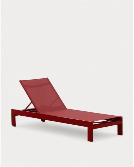 Transat Inclinable en Tissu et Aluminium New Kreta - Rouge Tinto