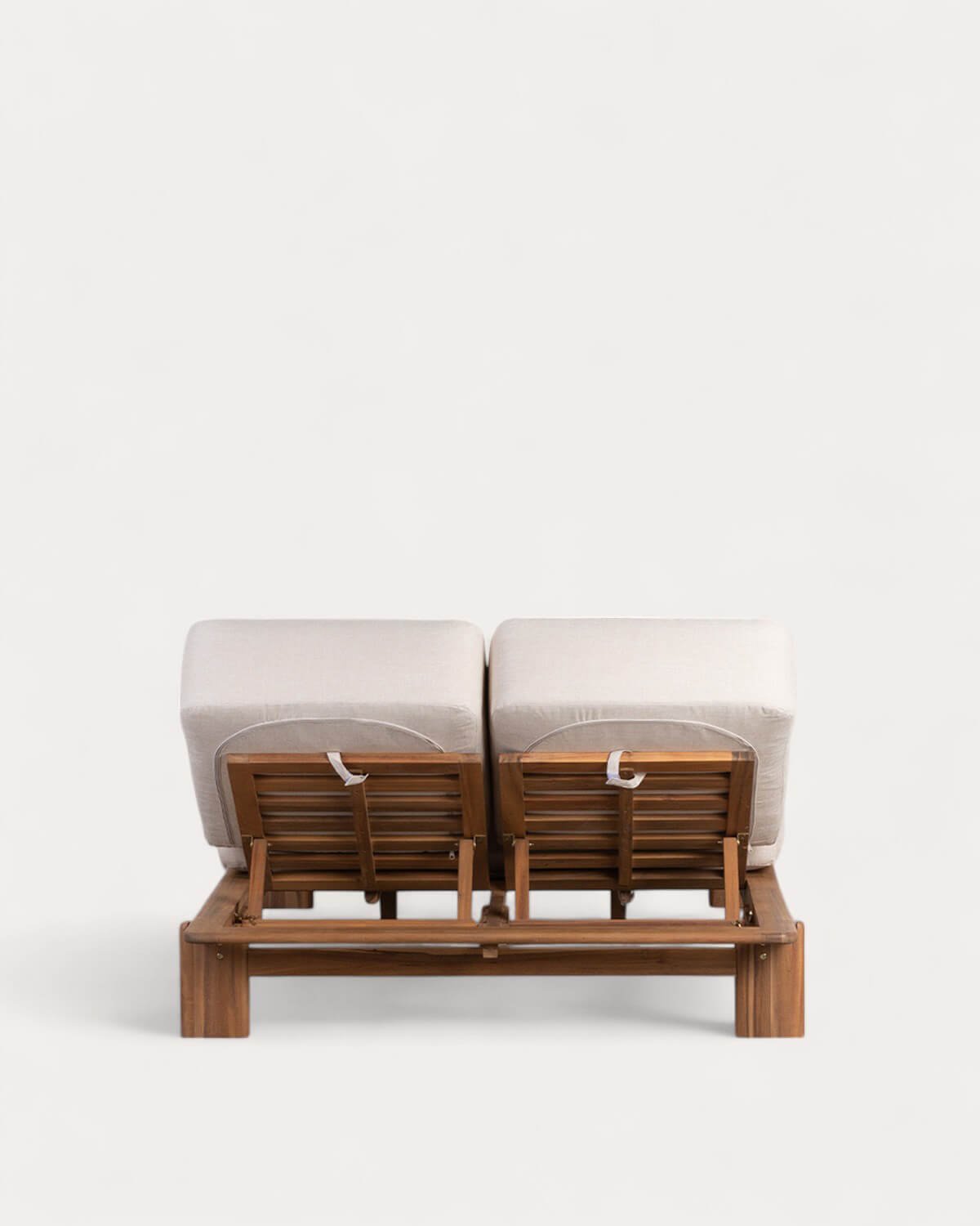 Chaise Longue Double Inclinable en Bois d'Acacia avec Coussin en Tissu Cael , image de la gelerie 5