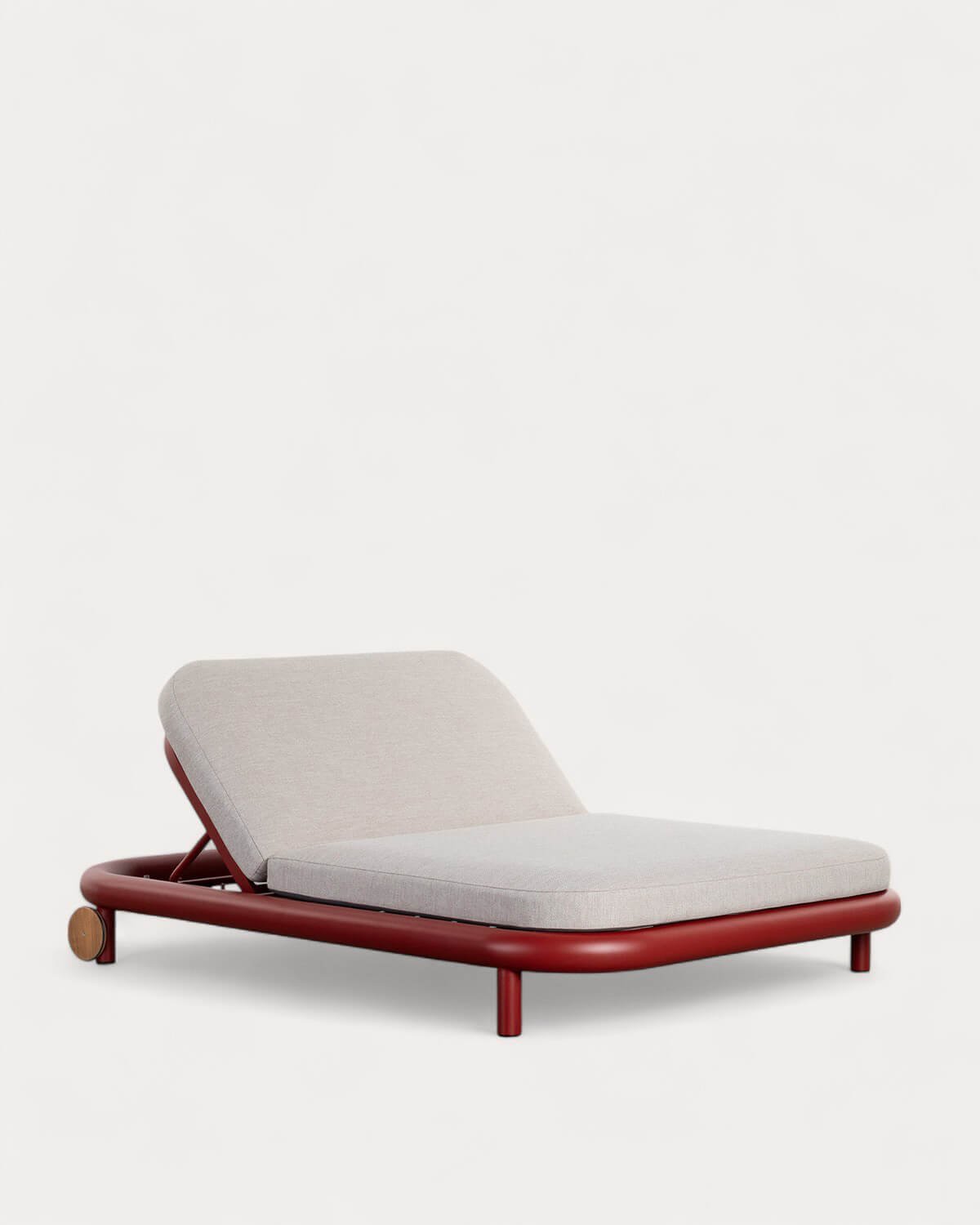 Chaise Longue Inclinable Double en Aluminium avec Coussin en Tissu Cheryl, image de la gelerie 1