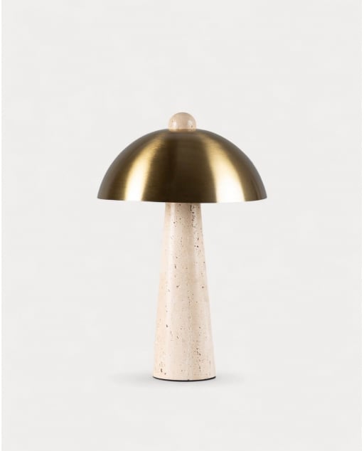 Lampe de Table en Métal et Marbre Travertin Hugo