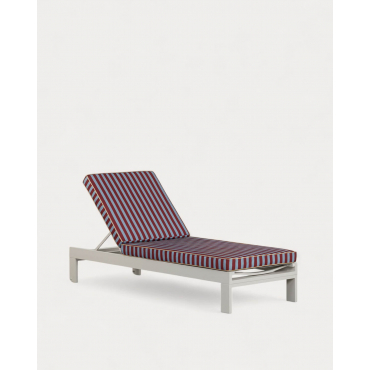 Pack 2 Chaises Longues Inclinables en Aluminium avec Coussin Rayé New Kreta Blanc Egg White et Bleu Silvery - The Masie