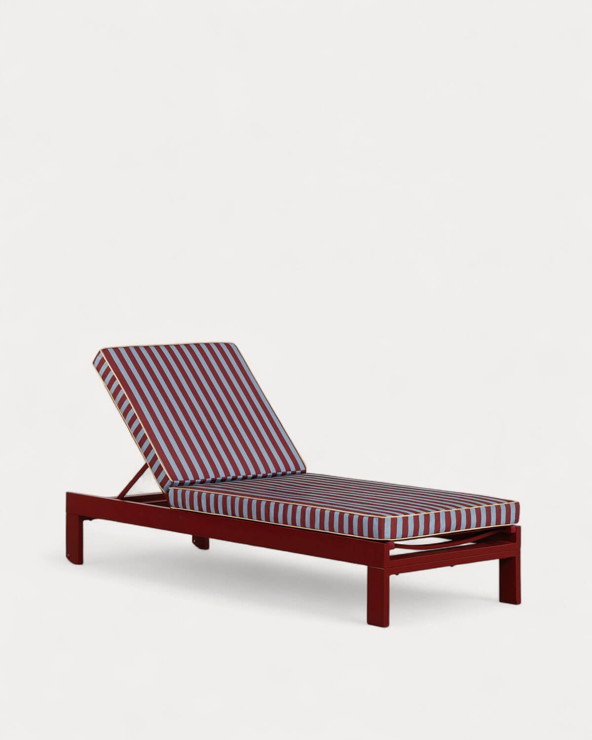 Pack 2 Chaises Longues Inclinables en Aluminium avec Coussin Rayé New Kreta, image de la gelerie 1