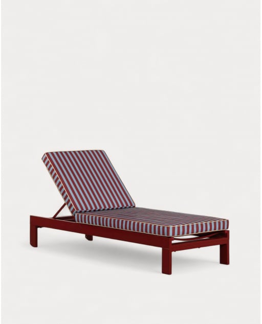 Nouvelle Chaise Longue Inclinable en Aluminium Kreta avec Coussin Rayé