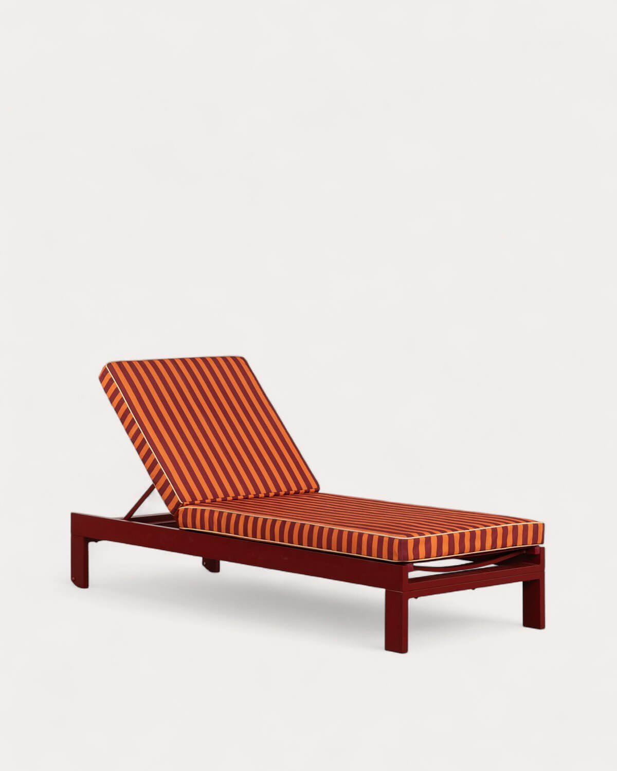 Nouvelle Chaise Longue Inclinable en Aluminium Kreta avec Coussin Rayé, image de la gelerie 1