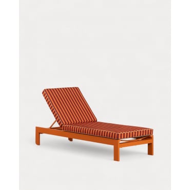 Nouvelle Chaise Longue Inclinable en Aluminium Kreta avec Coussin Rayé Orange Terra et Orange Terra - The Masie