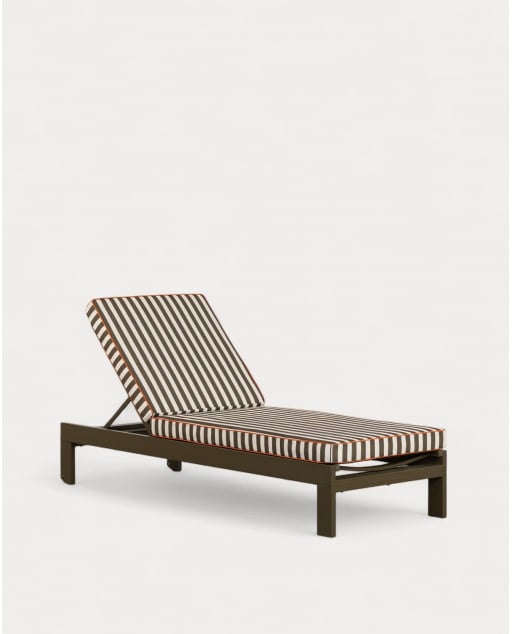 Nouvelle Chaise Longue Inclinable en Aluminium Kreta avec Coussin Rayé