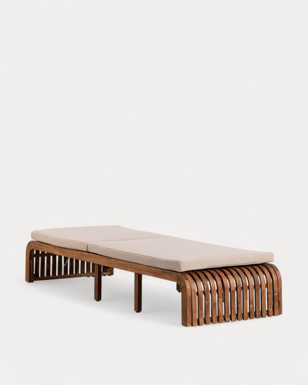 Chaise Longue Inclinable en Bois d'Acacia avec Coussin en Tissu Hazan, image de la gelerie 4