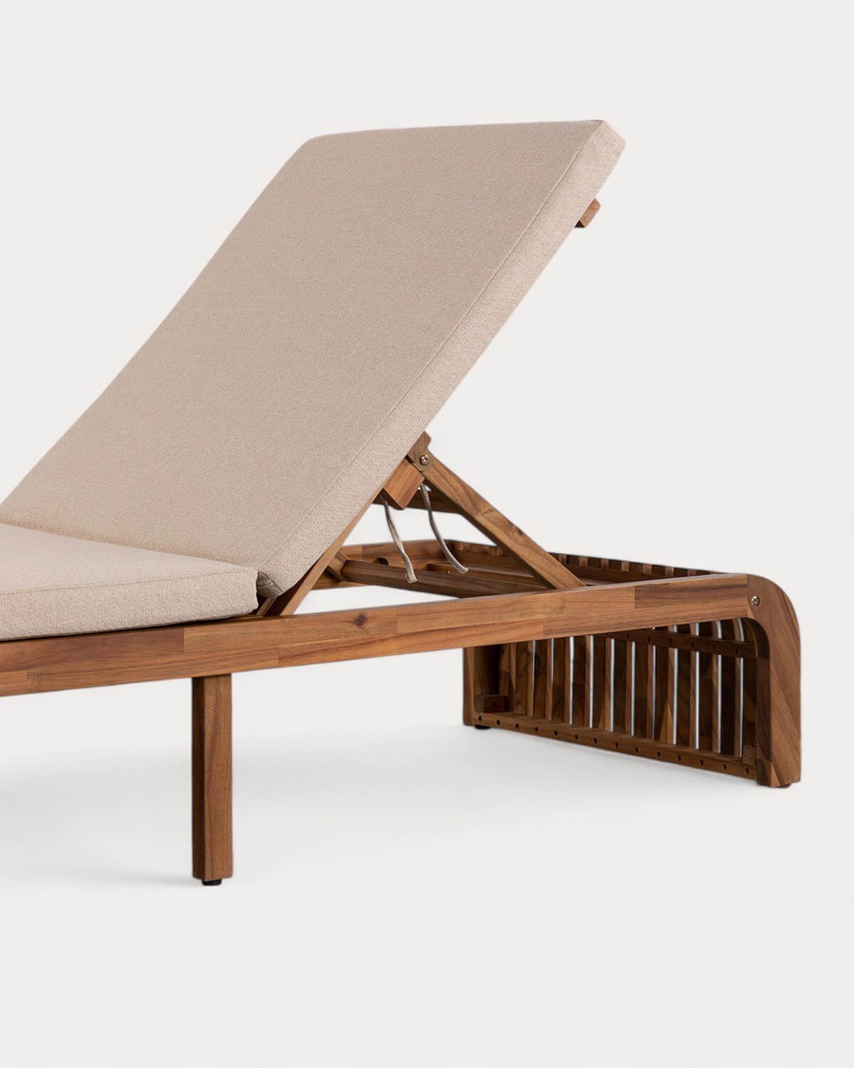 Chaise Longue Inclinable en Bois d'Acacia avec Coussin en Tissu Hazan, image de la gelerie 8