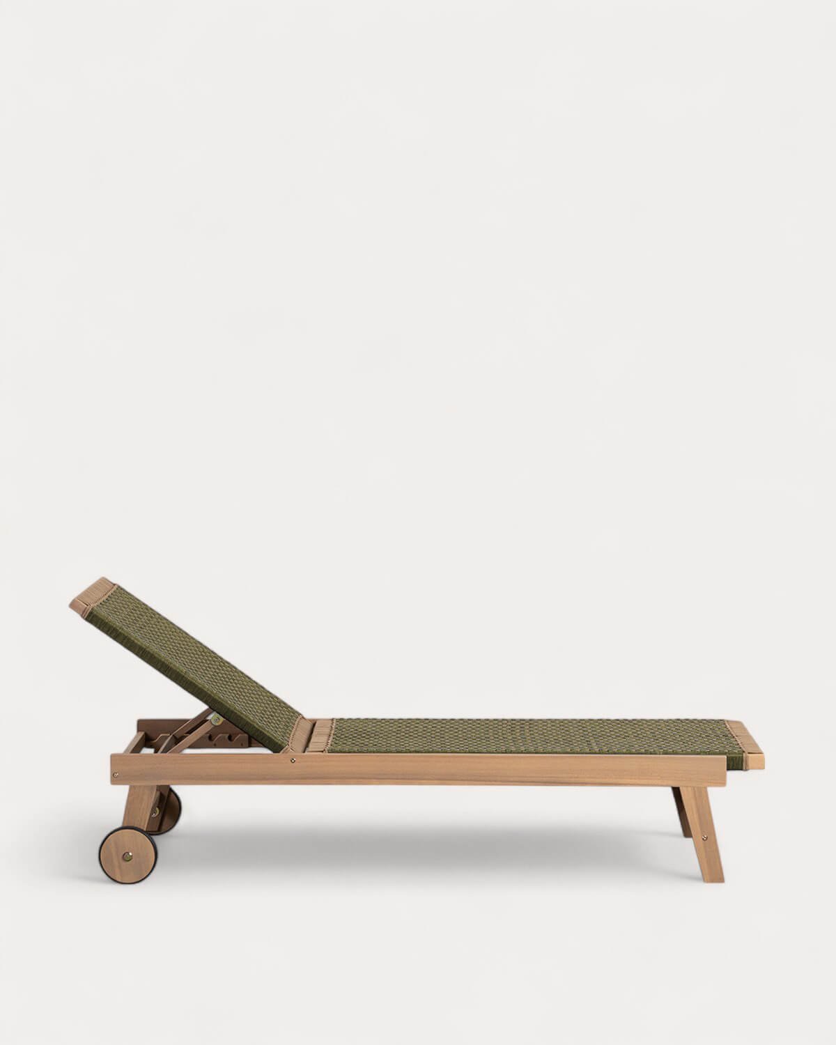 Chaise Longue avec Roues en Bois d'Acacia et Corde Mirle , image de la gelerie 4