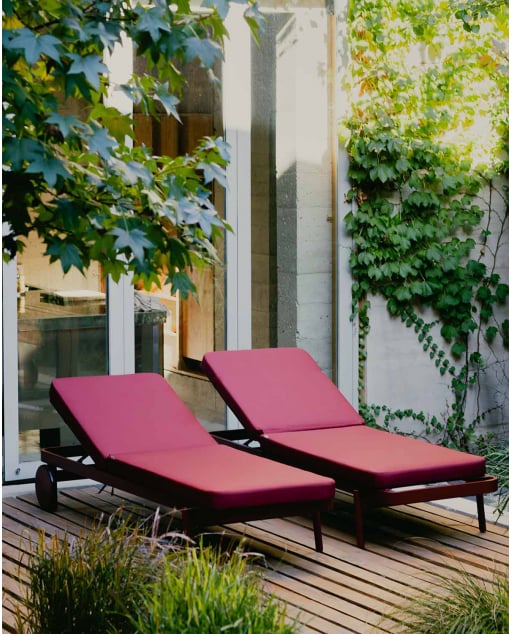 Chaise Longue Inclinable en Aluminium avec Coussin en Tissu Celina