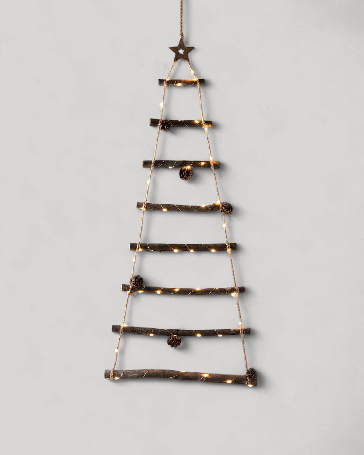 Sapin de Noël en Bois avec Lumières LED 110 cm PIN, image de la gelerie 3