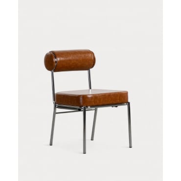Chaise de Salle à Manger en Similicuir et Métal Elin