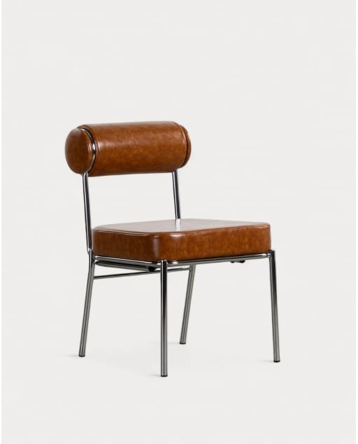 Pack de 4 Chaises de Salle à Manger en Similicuir et Métal Elin