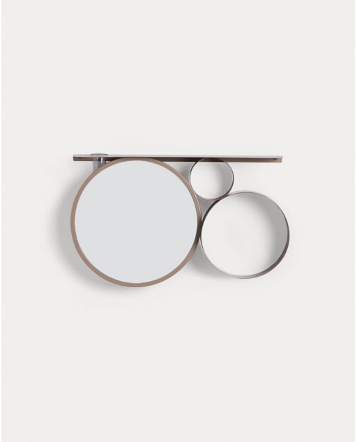 Miroir Mural avec Étagère en Métal (Ø28 cm) Elara