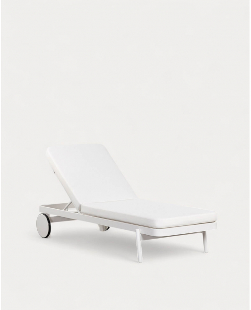 Coussin 200x65 cm en tissu pour bain de soleil d'extérieur Celina - Blanc Polar