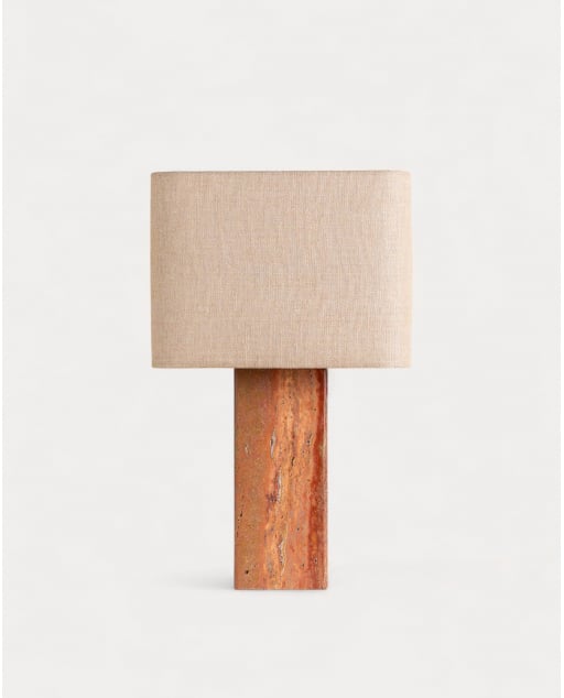 Lampe de Table en Marbre Travertin et Lin Filipa