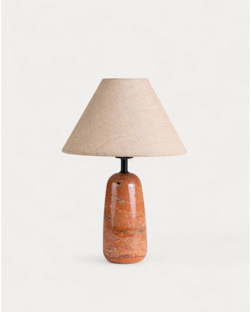 Lampe de Table en Marbre Travertin et Lin Adlai
