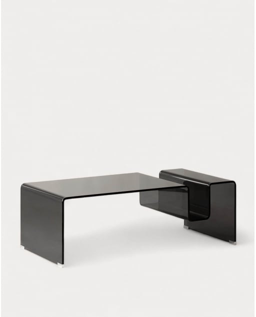 Table Basse Rectangulaire en Verre Courbé (118x60 cm) Adit