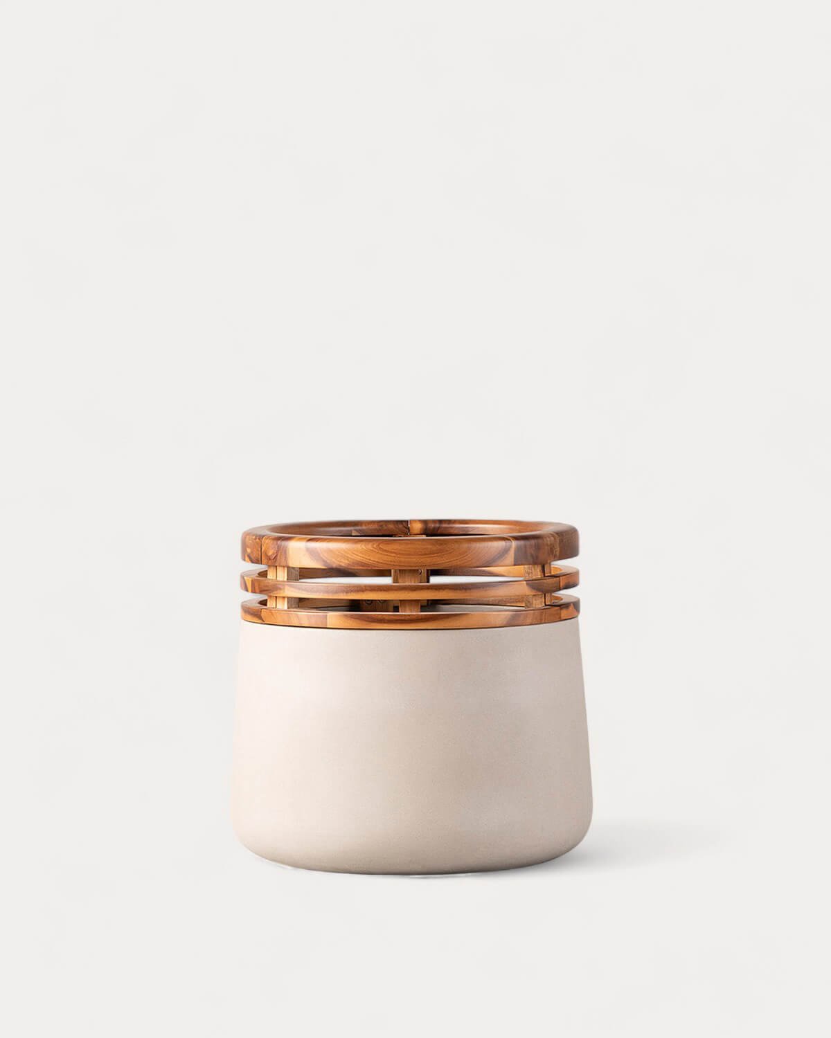 Jardinière en Béton et Bois D'acacia S (34xØ38 cm) Hazan, image de la gelerie 1
