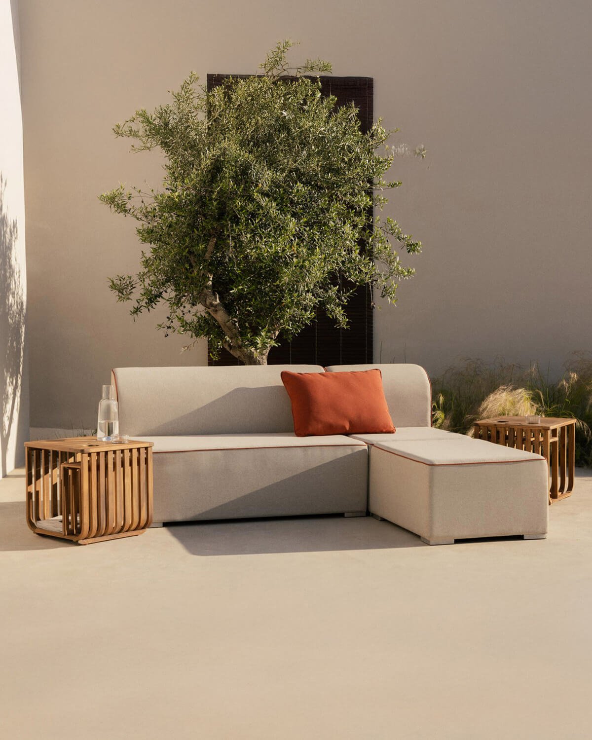 Canapé de Jardin Modulable 2 Pièces Canapé 2 Places et Fauteuil avec Pouf en Tissu Lagos, image de la gelerie 2