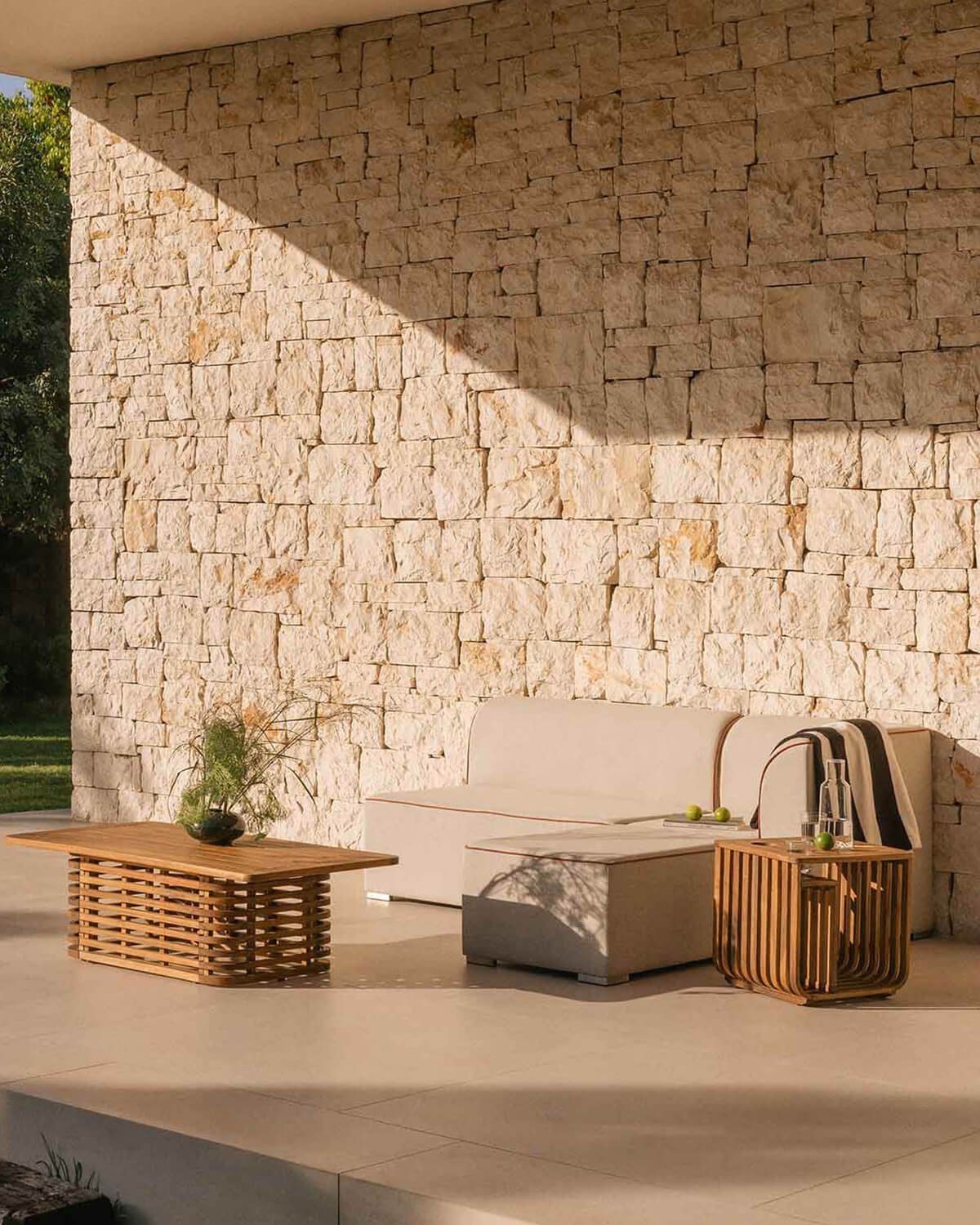 Canapé de Jardin Modulable 2 Pièces Canapé 2 Places et Coin avec Pouf en Tissu Lagos, image de la gelerie 2