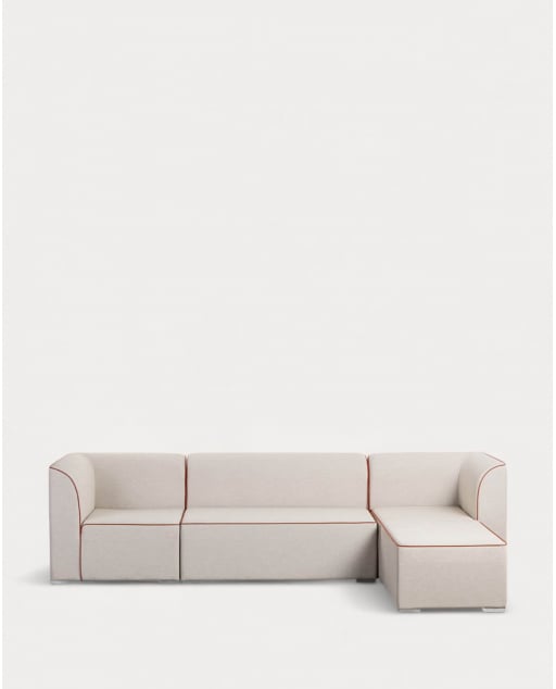 Canapé de Jardin Modulable 3 Pièces avec 2 Coins et Canapé 2 Places avec Pouf en Tissu Lagos