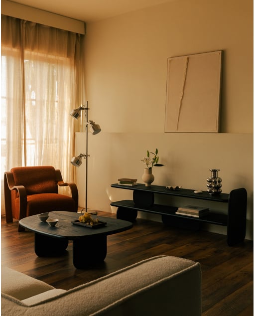 Table Basse Rectangulaire en Bois de Pin et Bois d'Orme (110x80 cm) Kuroen