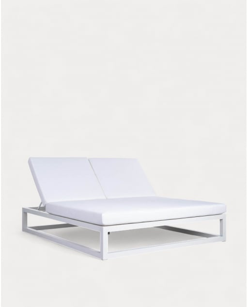 Transat Inclinable en Aluminium et Coussin en Tissu Kewin - Blanc Polar
