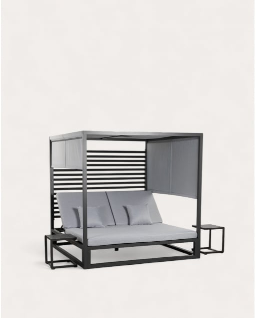 Set de Lit Balinais Inclinable Mersia et 2 Tables d'Appoint en Aluminium de (40x40 cm) Kreta Colours