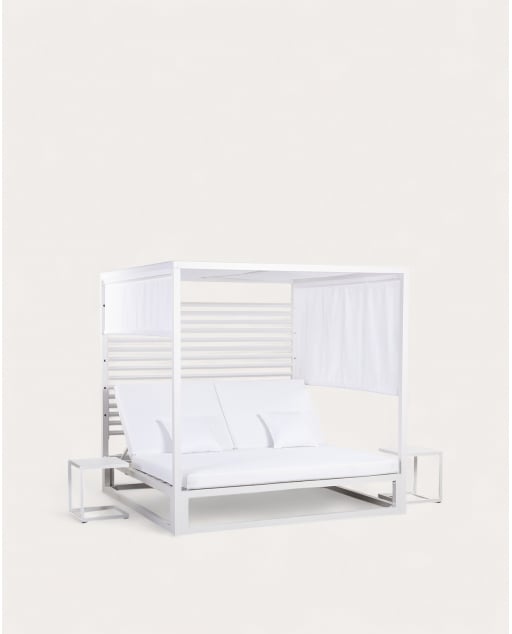 Set de Lit Balinais Inclinable Mersia et 2 Tables d'Appoint en Aluminium de (40x40 cm) Kreta Colours