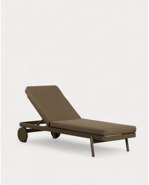 Chaise Longue Inclinable en Aluminium avec Coussin en Tissu Celina