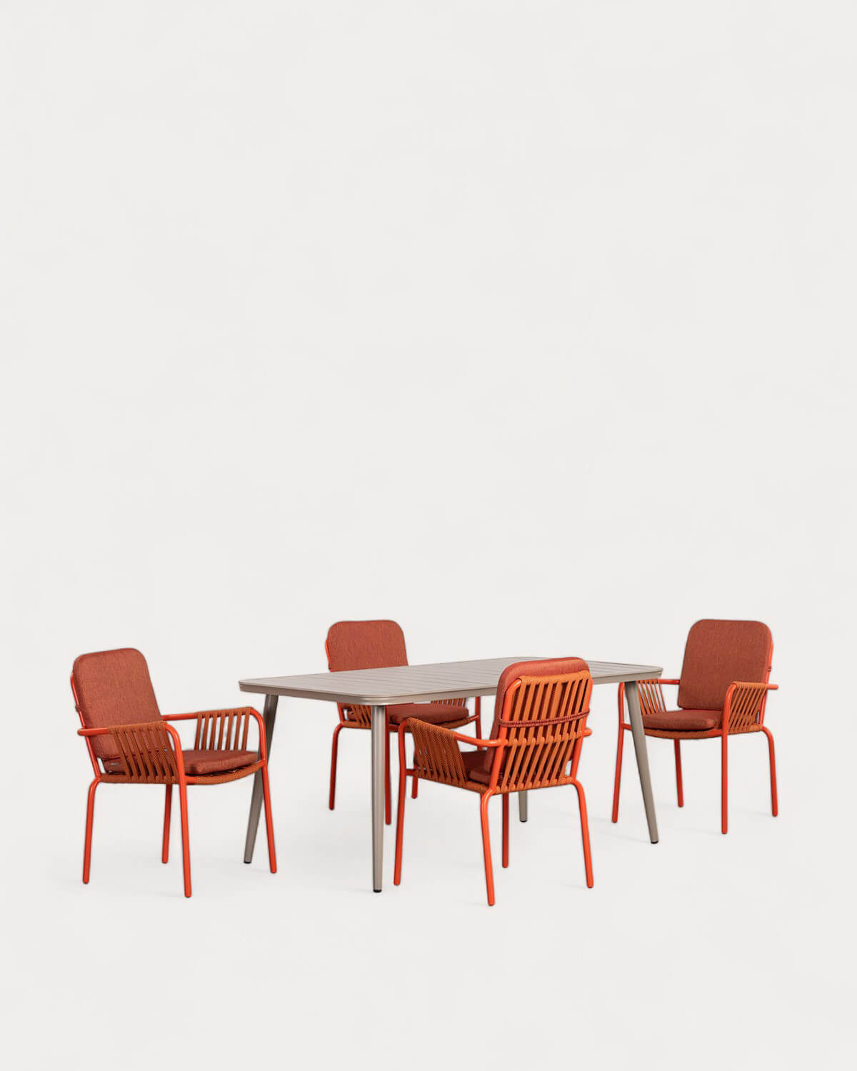 Ensemble de Table Rectangulaire en Aluminium (160x90 cm) Cancun et 4 Chaises d'Extérieur Drian, image de la gelerie 1