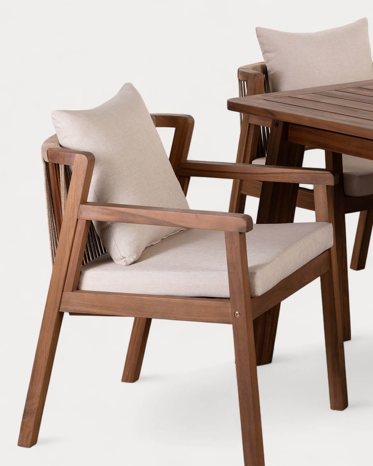 Table Rectangulaire d'Extérieur (200x95 cm) et 6 Chaises avec Accoudoirs en Bois d'Acacia Cael, image de la gelerie 5