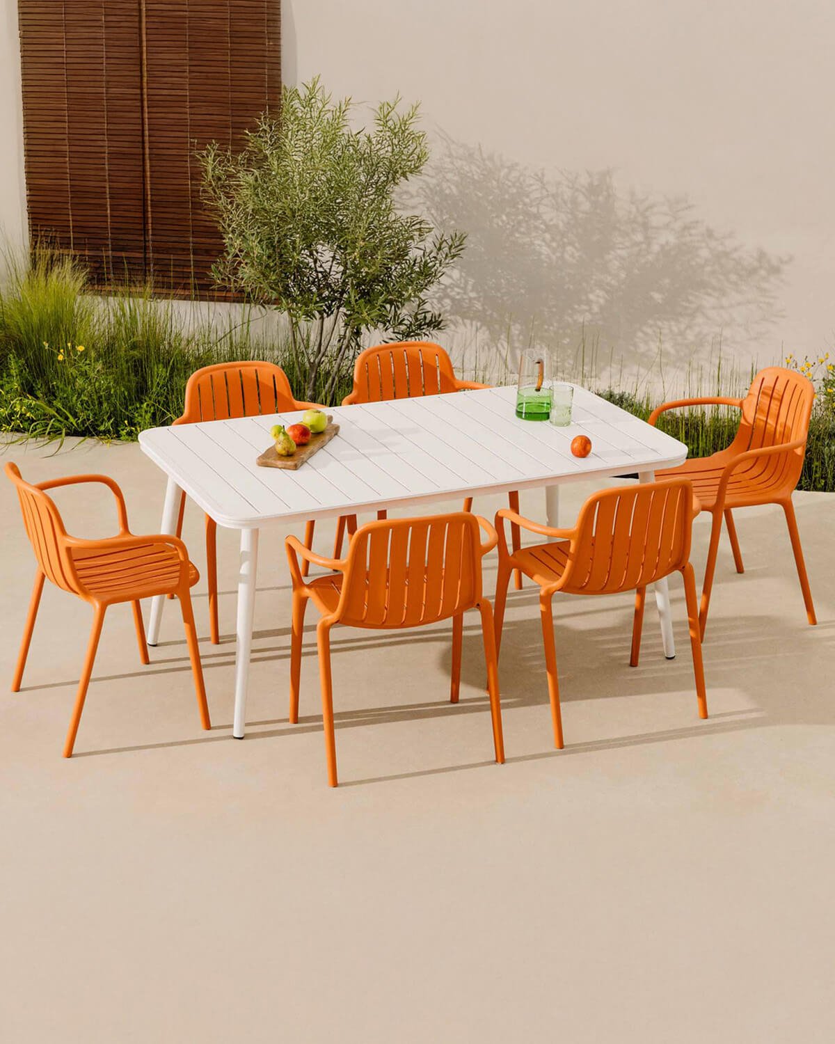 Set de Table Rectangulaire en Aluminium (160x90 cm) Cancún et 6 Chaises d'Extérieur en Polypropylène Brand, image de la gelerie 2