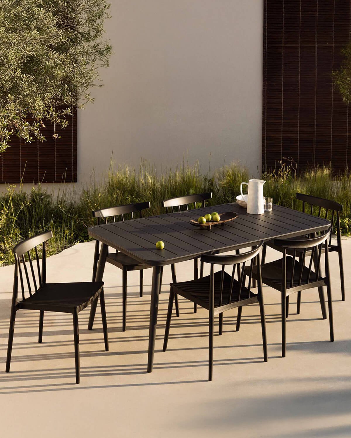 Ensemble de Table Rectangulaire en Aluminium (160x90 cm) Cancun et 6 Chaises d'Extérieur en Polypropylène Sunty, image de la gelerie 2