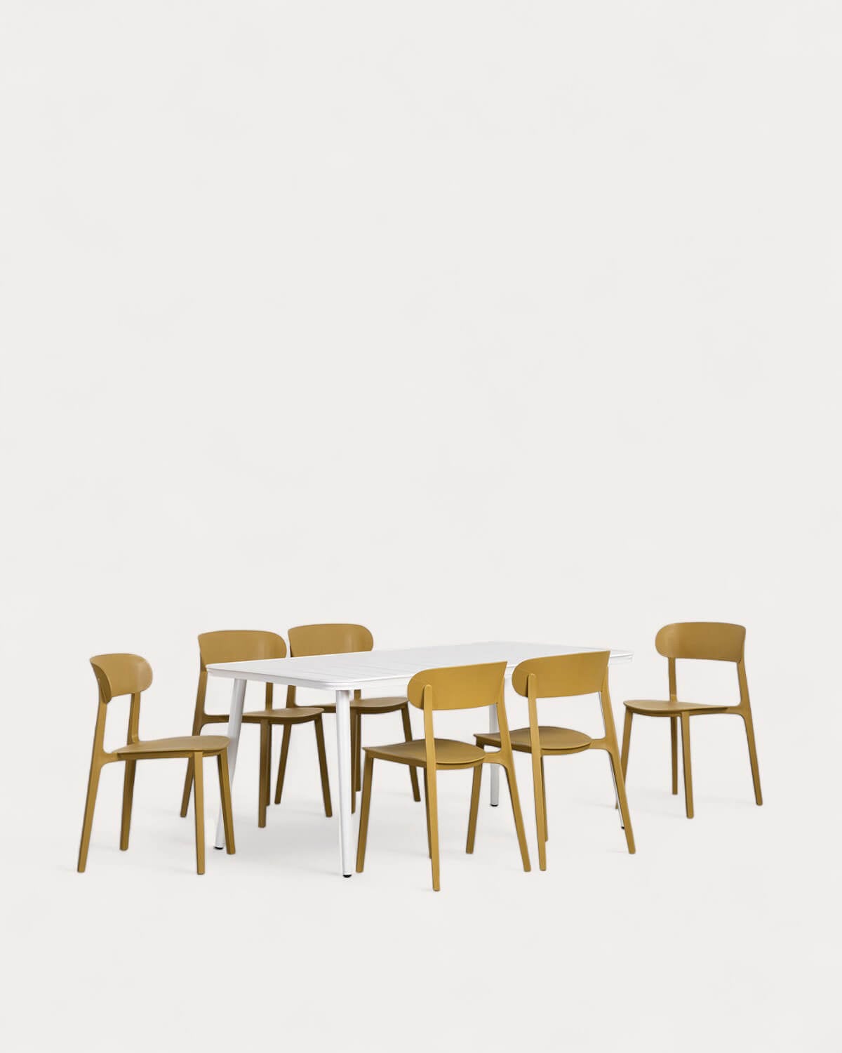 Ensemble de Table Rectangulaire en Aluminium (160x90 cm) Cancún avec 6 Chaises d'Extérieur en Polypropylène Briel , image de la gelerie 1