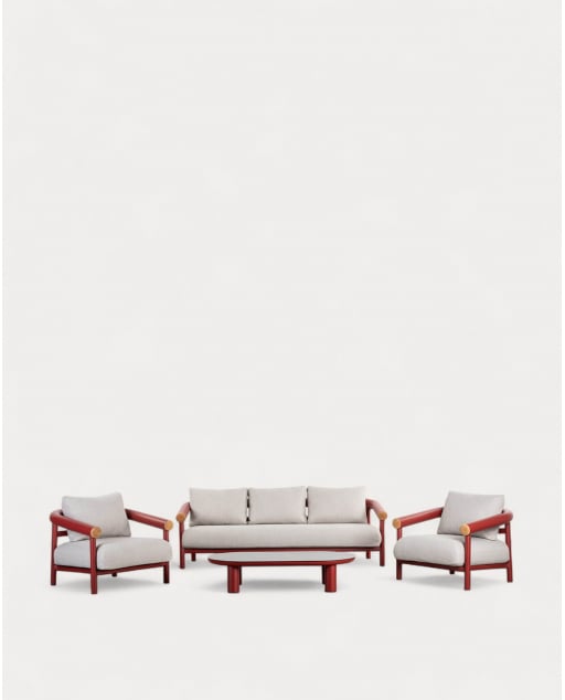 Ensemble de Jardin avec Canapé 3 Places, 2 Fauteuils et Table Basse en Aluminium Cheryl