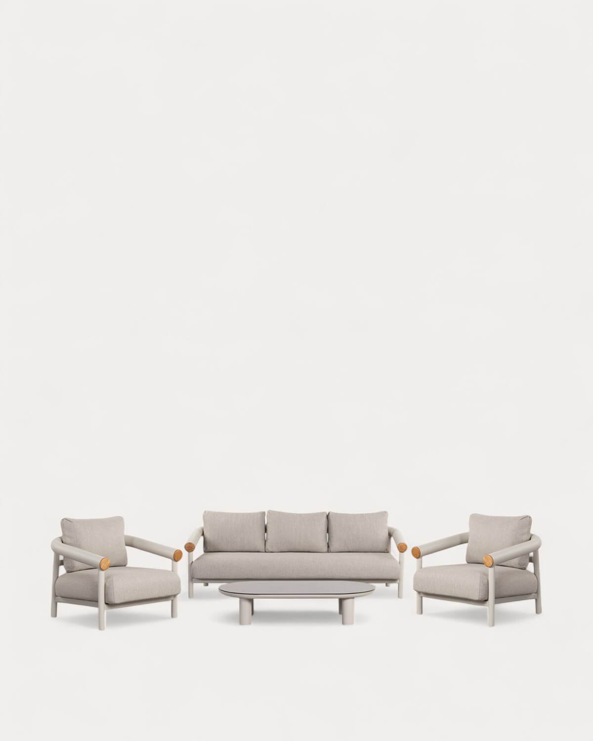 Ensemble de Jardin avec Canapé 3 Places, 2 Fauteuils et Table Basse en Aluminium Cheryl, image de la gelerie 1