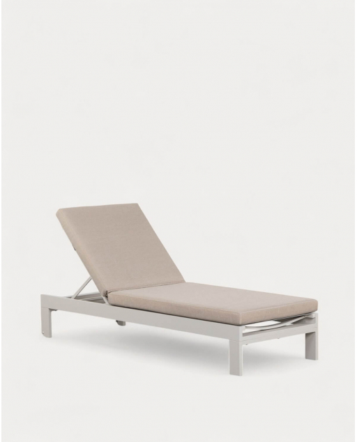Bain de soleil inclinable en aluminium avec coussin en tissu New Kreta - Blanc Egg White