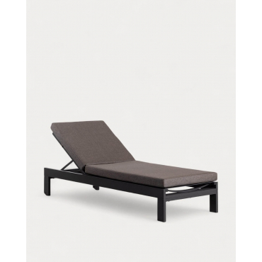 Chaise longue Inclinable en Aluminium avec Coussin en Tissu New Kreta Gris Graphite & Marron - The Masie
