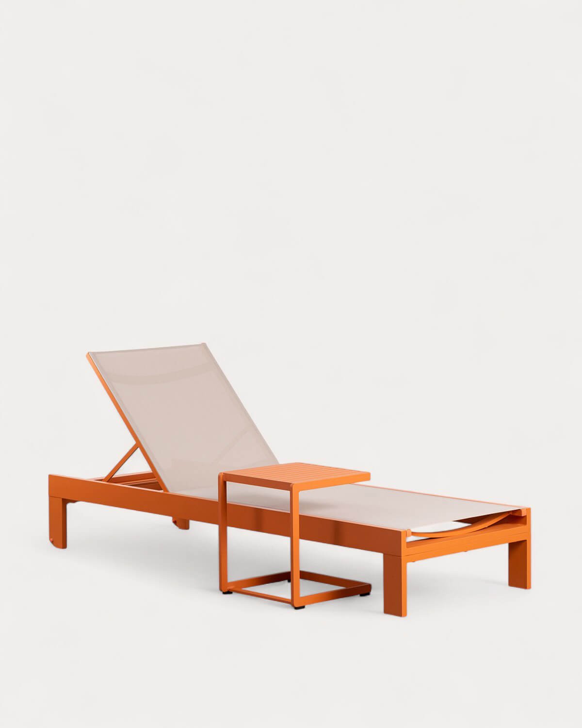 Ensemble Chaise Longue et Table d'Appoint en Aluminium (40 40 cm) New Kreta, image de la gelerie 1