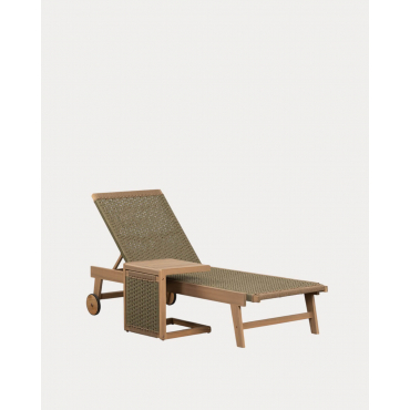 Set Chaise Longue et Table d'Appoint en Bois d'Acacia et Corde (40x40 cm) Mirle Vert Nori - The Masie