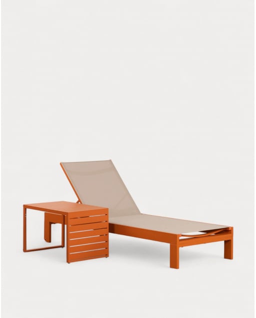 Set Chaise Longue et Table Basse en Aluminium (40x40 cm) New Kreta