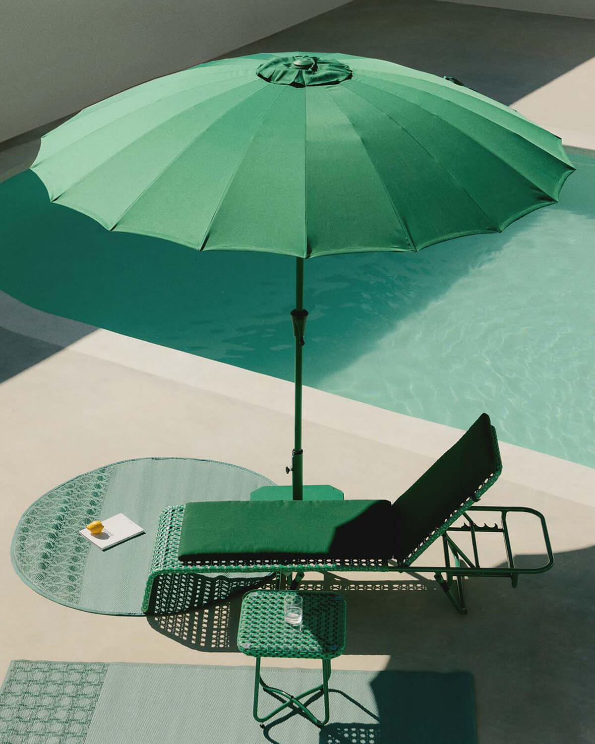 Parasol Tropico Siena Garden 210x140 Cm - Pied Acier Anthracite, Toile Polyester Vert UPF 50+ - Pour Terrasse, Jardin - 7