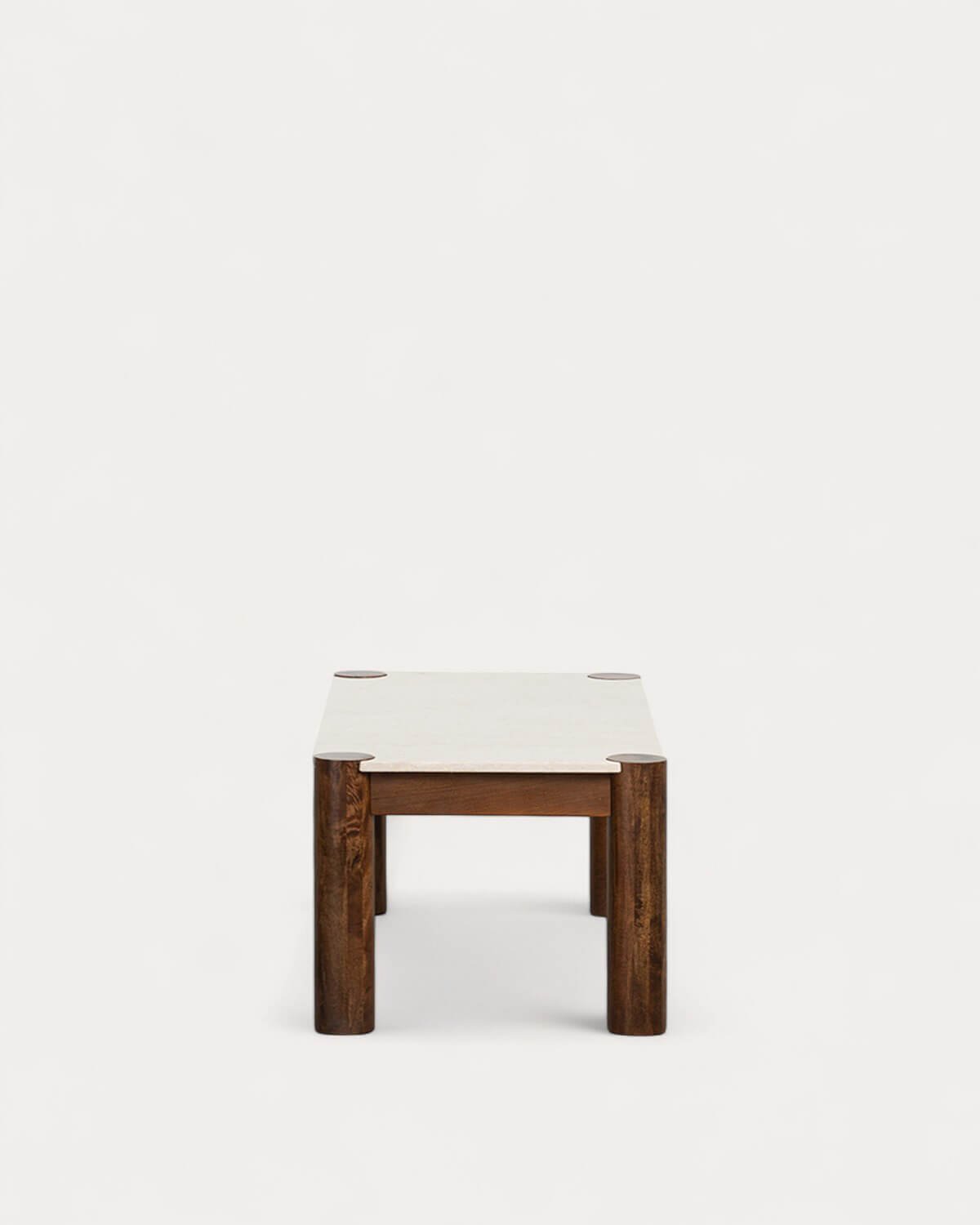 Table Basse Rectangulaire en Marbre Botticino et Bois de Manguier (120x60 cm) Dublin, image de la gelerie 2