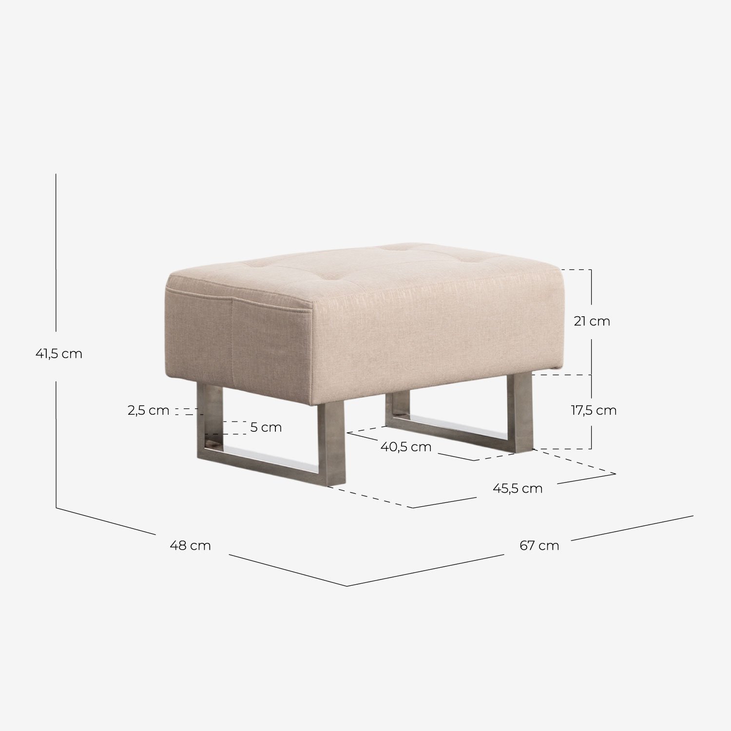 Repose-Pieds en Tissu Puff 70s, dimensions