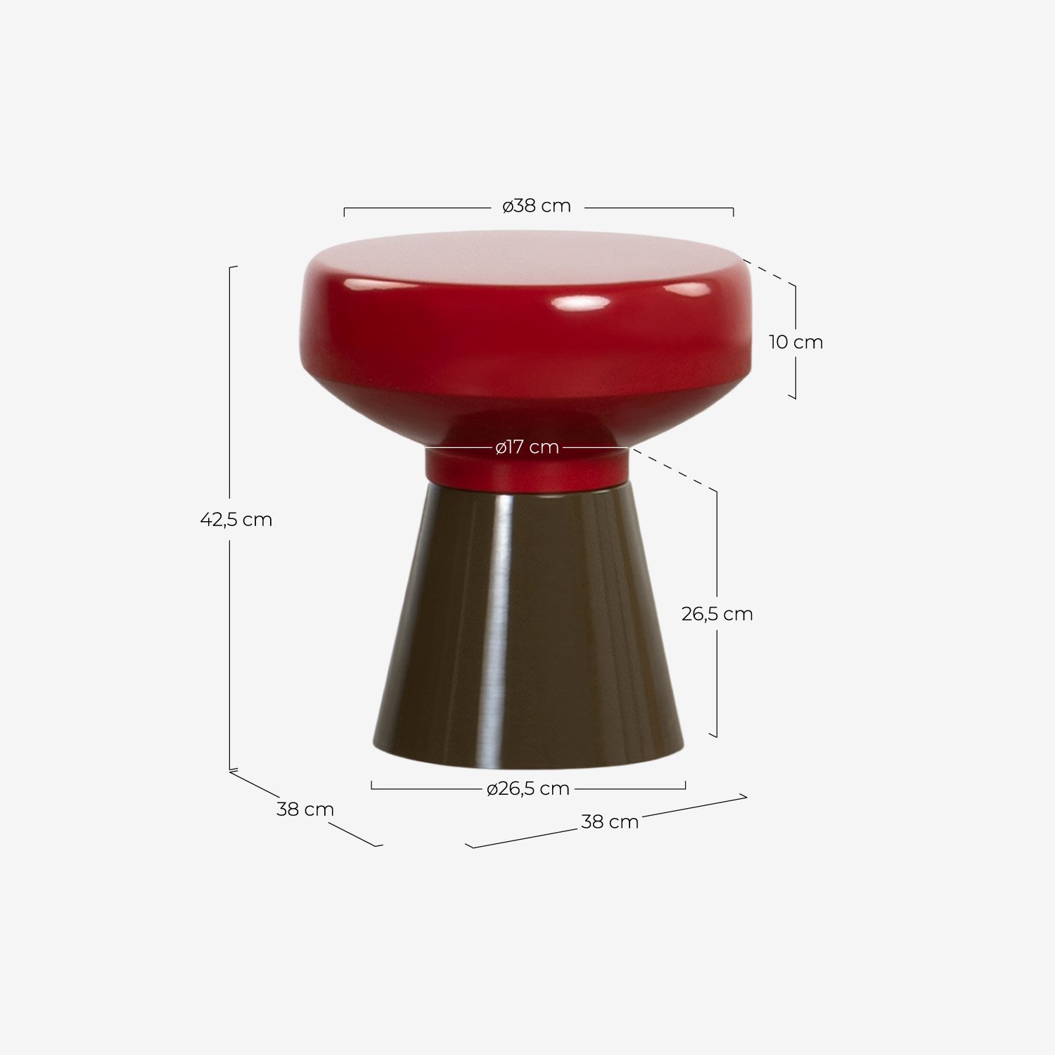 Table d'Appoint Ronde en Métal (Ø38 cm) Cloak, dimensions